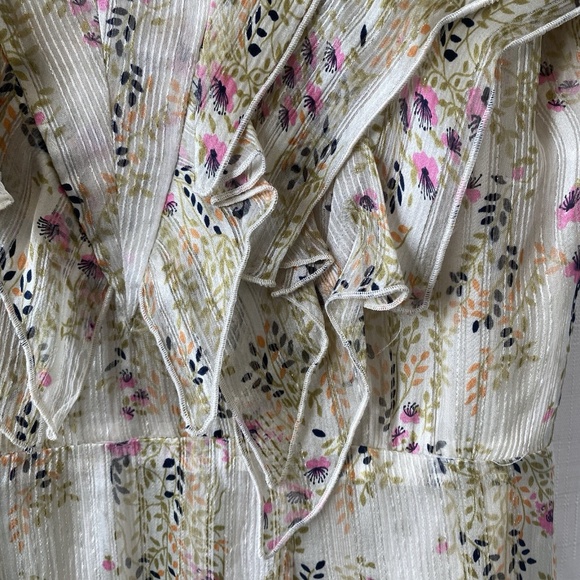 Anthropologie Anna Sui Dress Romantic Myotosis Midi Silk Cottagecore Ruffle Sz 4 - Picture 5 of 13
